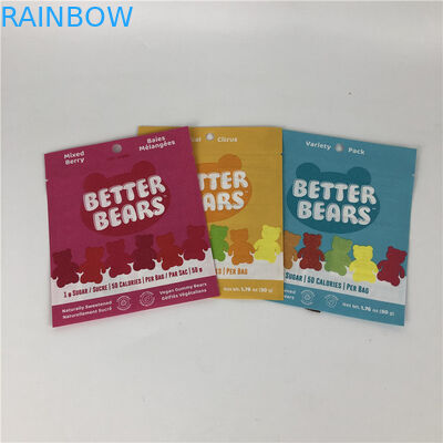 Trois sacs biodégradables comestibles de soudure à chaud plats d'emballage du biscuit CBD THC Gummies de casse-croûte de joint latéral