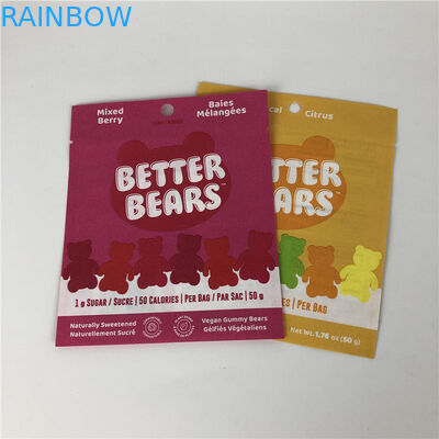 Trois sacs biodégradables comestibles de soudure à chaud plats d'emballage du biscuit CBD THC Gummies de casse-croûte de joint latéral