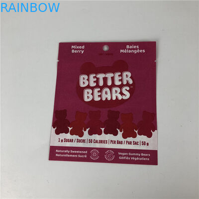 Trois sacs biodégradables comestibles de soudure à chaud plats d'emballage du biscuit CBD THC Gummies de casse-croûte de joint latéral