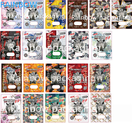 cartes de empaquetage de rhinocéros de la boursouflure 3D pour le rhinocéros 10K/le chat Cat Pills de rose boîte de papier de 100K/69 pilules