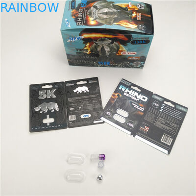 les pilules 200mic montrent le RHINOCÉROS masculin de représentation d'amélioration de carte 8 11 25 CMYK