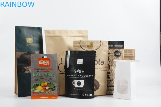 La poche biodégradable faite sur commande de tirette de papier de PLA emballage tiennent l'emballage alimentaire de thé