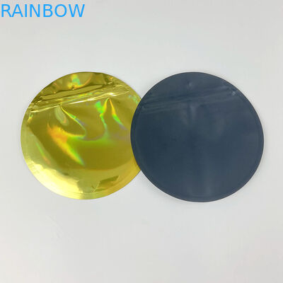 Sacs zip-lock d'aluminium d'hologramme simple de Plack empaquetant la poche ronde comestible de Mylar de cercle