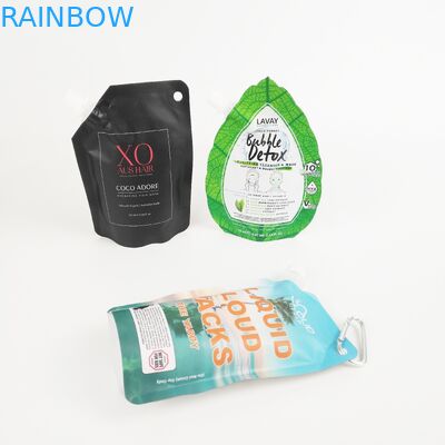 Support de empaquetage de liquide jailli par cosmétique de shampooing de poche faite sur commande de bec vers le haut des poches