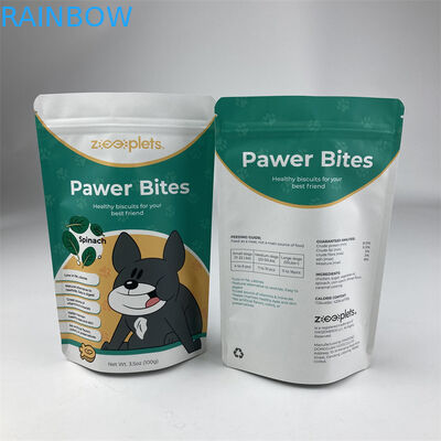 Sacs en papier rescellables adaptés aux besoins du client réutilisés de Brown Papier d'emballage d'aliment pour animaux familiers de poches de support