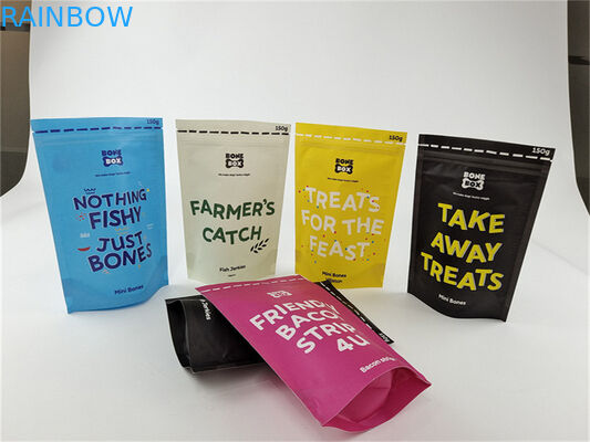 Bio support imprimé fait sur commande coloré réutilisable d'aliment pour animaux familiers de sac de papier d'emballage vers le haut de poche
