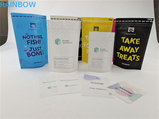 Bio support imprimé fait sur commande coloré réutilisable d'aliment pour animaux familiers de sac de papier d'emballage vers le haut de poche