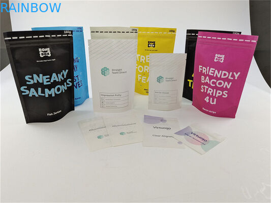 Bio support imprimé fait sur commande coloré réutilisable d'aliment pour animaux familiers de sac de papier d'emballage vers le haut de poche