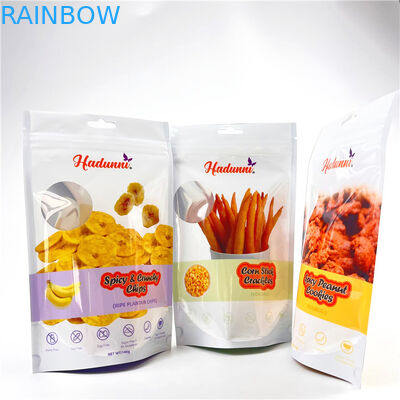 Mylar rescellé imprimé fait sur commande met en sac pour la banane Chips Snack Stand Up Zipper