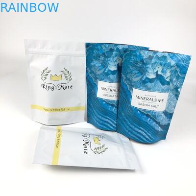 Les poches emballées réutilisables imprimées pour Bath imbibent se tiennent vers le haut de la tirette en aluminium Matte Blue Mylar