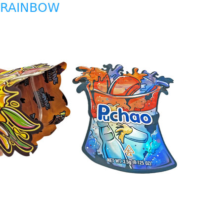 Conception personnalisée 3.5g 7g 14g 28g Sacs découpés avec des matrices Ziplock Forme spéciale à l'épreuve des enfants Forme personnalisée Mylar Snack Bag Packaging