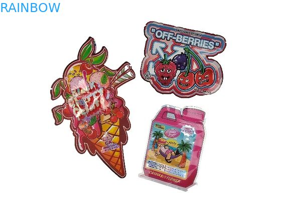 Le zip-lock sans danger pour les enfants en plastique de Mylar de l'hologramme 3.5g met en sac spécial irrégulier découpé avec des matrices formé