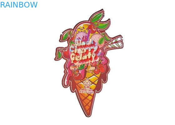 Le zip-lock sans danger pour les enfants en plastique de Mylar de l'hologramme 3.5g met en sac spécial irrégulier découpé avec des matrices formé