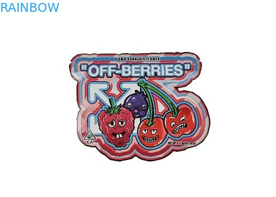 Le zip-lock sans danger pour les enfants en plastique de Mylar de l'hologramme 3.5g met en sac spécial irrégulier découpé avec des matrices formé