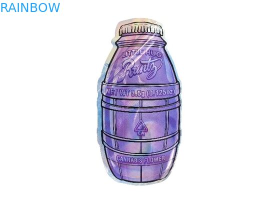 La preuve imprimée faite sur commande Mylar zip-lock d'odeur de 3.5g 0.125oz met en sac la forme irrégulière découpée avec des matrices spéciale