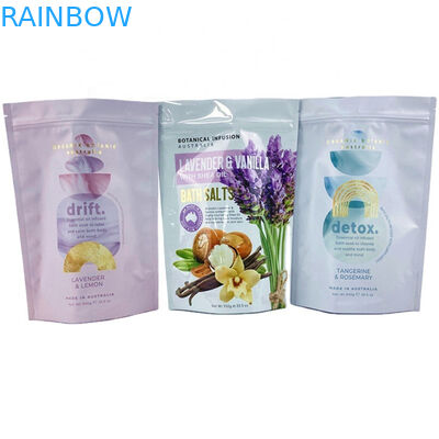 Impression numérique personnalisée Étiquette privée Spa cadeau Sel naturel Epsom Salts de bain Sac d'emballage Sac Mylar pour 250g de gommage corporel