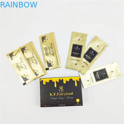 Des emballages en papier d'aluminium pour les améliorations masculines, du miel royal, des sacs en couleur métallique, des emballages de miel sur mesure.