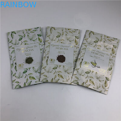 Sacs d'impression numérique personnalisés Logo en or métallique Sacs d'emballage de thé debout