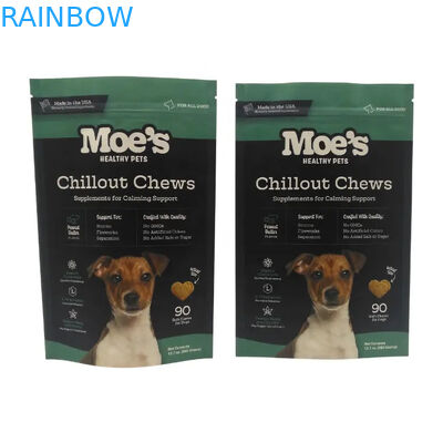 Sac de nourriture pour animaux de compagnie à fermeture éclair en couleurs CMYK pour le stockage de nourriture pour animaux de compagnie à long terme