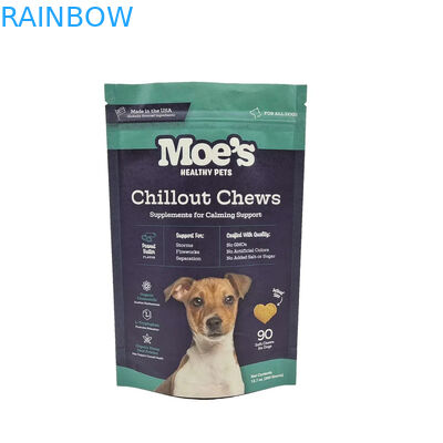 Sac de nourriture pour animaux de compagnie à fermeture éclair en couleurs CMYK pour le stockage de nourriture pour animaux de compagnie à long terme