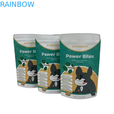 Sac de nourriture pour animaux de compagnie à fermeture éclair en couleurs CMYK pour le stockage de nourriture pour animaux de compagnie à long terme