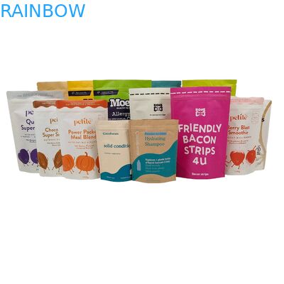 Logo personnalisé imprimé Biodégradable 100% Sac à emballage réutilisable Sacs en plastique debout Doypack avec fermeture à glissière