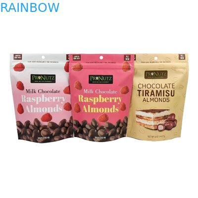 Matt Logo personnalisé Imprimé Stand Up Pouch Foil d'aluminium Chocolat Emballage alimentaire Stand Up sac fermeture éclair