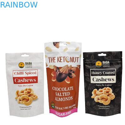 Fermeture à glissière personnalisée Fermeture à glissière de noix de cajou Poche alimentaire au chocolat Foil d'aluminium Fermeture à glissière Sac d'emballage