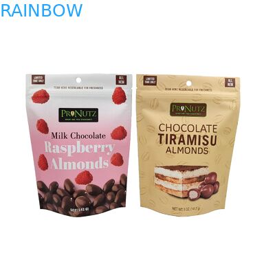 Fermeture à glissière personnalisée Fermeture à glissière de noix de cajou Poche alimentaire au chocolat Foil d'aluminium Fermeture à glissière Sac d'emballage
