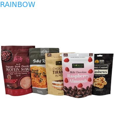 Fermeture à glissière personnalisée Fermeture à glissière de noix de cajou Poche alimentaire au chocolat Foil d'aluminium Fermeture à glissière Sac d'emballage