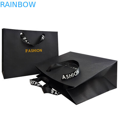 Logo de marque personnalisé Emballage de vêtements en papier noir de luxe Emballage cadeau sac à main Emballage en papier