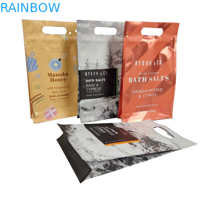 Conception personnalisée Imprimé carré mat plat bas du côté coussinet plastique Mylar Foil Logo Emballage Poche facile à déchirer Fermeture à glissière sacs