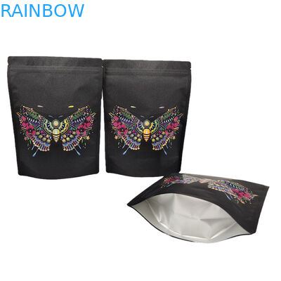 Sacs Mylar personnalisés à nouveau verrouillables Sac d'emballage en papier kraft vertical pour fleurs Sac fermeture éclair biodégradable avec UV spot