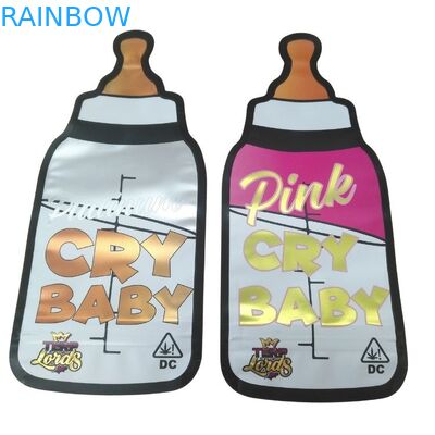 Sac à main sur mesure à l'épreuve des enfants Ziplock holographique à découpe sous pression sac Mylar 3,5 g Forme spéciale Sac d'emballage comestible bonbons gommés