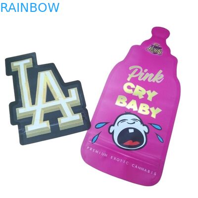 Sac à main sur mesure à l'épreuve des enfants Ziplock holographique à découpe sous pression sac Mylar 3,5 g Forme spéciale Sac d'emballage comestible bonbons gommés