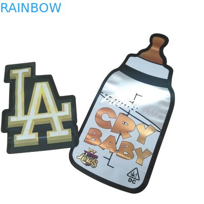 Sac à main sur mesure à l'épreuve des enfants Ziplock holographique à découpe sous pression sac Mylar 3,5 g Forme spéciale Sac d'emballage comestible bonbons gommés