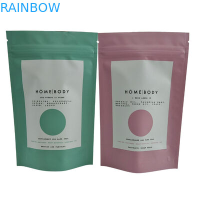 Foil d'aluminium imprimé sur mesure Salles de bain Épices Café Emballages alimentaires Fermeture à glissière Poche debout Sac en plastique Mylar pour le savon