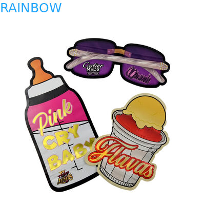 3.5g Emballage personnalisé Et impression de logo Spécial unique en forme à l' intérieur Imprimé holographique Mylar sac à découper