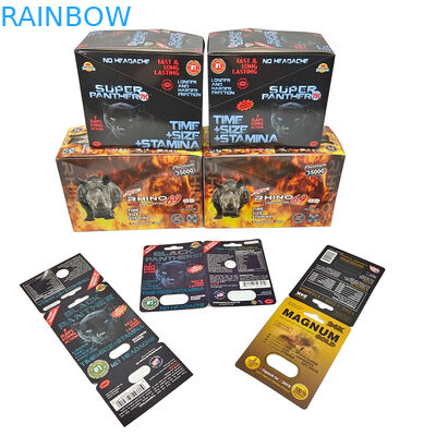 Vente à chaud Pilules de rhinocéros Sceau de miel Foil d'aluminium pur Sachet laminé Bouteille Carton d'effet 3D Boîte d'emballage