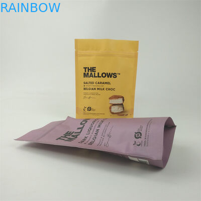 Sacs en papier kraft biodégradables imprimés sur mesure, de qualité alimentaire, avec fermeture à glissière