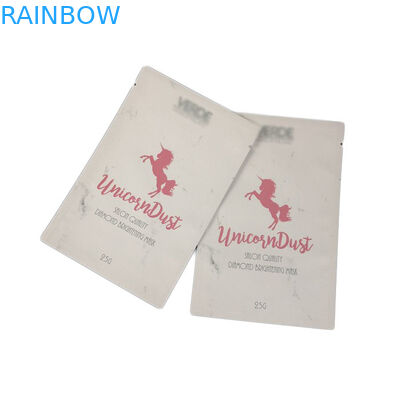 Trois sacs à joints à côté sacs plats logo spot UV sacs Mylar pour masque facial