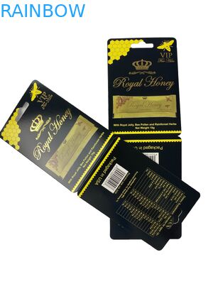Vente en gros d'emballages en sachets de miel royal en carton de papier Emballages de miel de luxe avec estampage à chaud