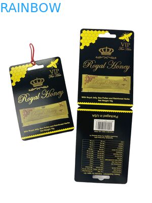 Logo personnalisé Royal Honey VIP Sachet d'emballage Carte de papier en papier d'or pour le bâton de miel