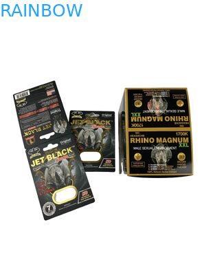 Vente en gros de comprimés de rhinocéros imprimés sur mesure Emballage Boîtes en papier avec carton en papier Emballage de comprimés d' amélioration de la qualité