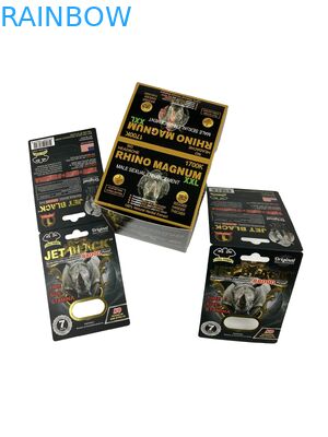 Vente à chaud Pilules personnalisées d' amélioration de l' efficacité de l' encrage Carton papier Rhino Tablette Pilule Carton papier imprimé avec ampoule