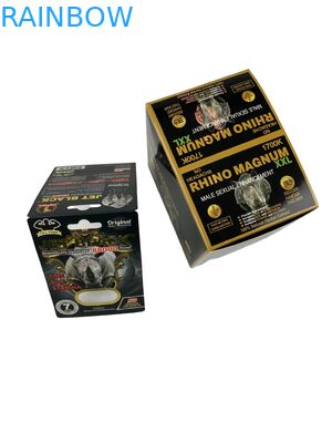 Vente à chaud Pilules personnalisées d' amélioration de l' efficacité de l' encrage Carton papier Rhino Tablette Pilule Carton papier imprimé avec ampoule