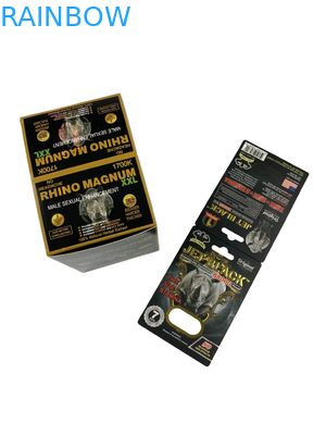 Vente à chaud Pilules personnalisées d' amélioration de l' efficacité de l' encrage Carton papier Rhino Tablette Pilule Carton papier imprimé avec ampoule