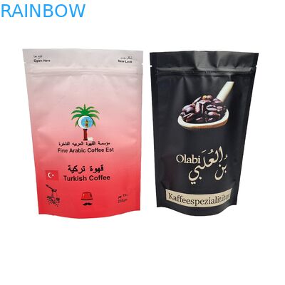 Arabica Grains de café Emballage imprimé sur mesure Fermeture étanche Fermeture à glissière Mylar Sacs en plastique debout
