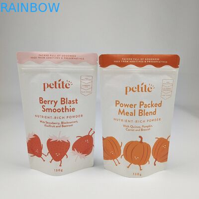 Fermeture à glissière recyclable Sac de papier kraft blanc brun personnalisé Noix de noix de cacahuète Thé bonbons emballage de biscuits Stand up pouch avec logo