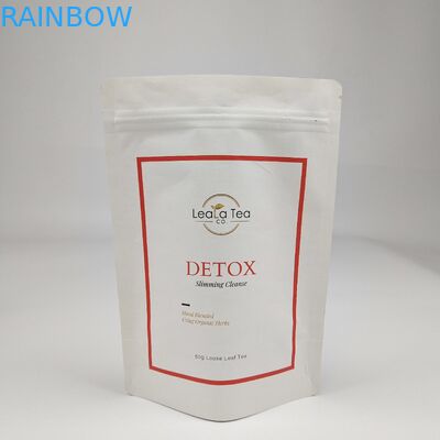 Fermeture à glissière recyclable Sac de papier kraft blanc brun personnalisé Noix de noix de cacahuète Thé bonbons emballage de biscuits Stand up pouch avec logo